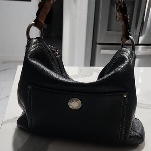 Elegant Black Leather Coach Bag